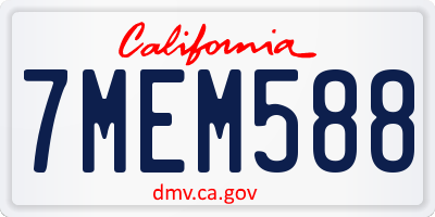 CA license plate 7MEM588
