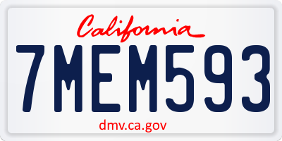 CA license plate 7MEM593