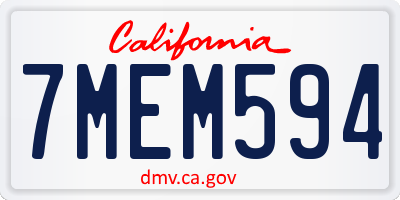 CA license plate 7MEM594