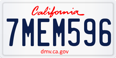 CA license plate 7MEM596