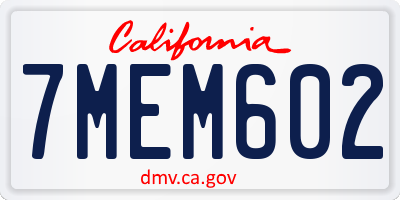CA license plate 7MEM602