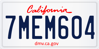 CA license plate 7MEM604