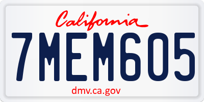 CA license plate 7MEM605