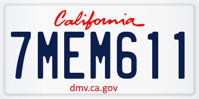 CA license plate 7MEM611