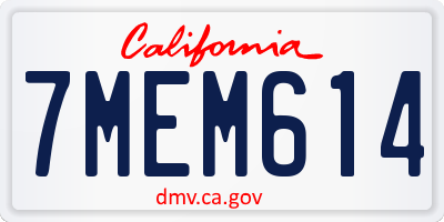 CA license plate 7MEM614