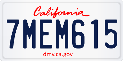 CA license plate 7MEM615