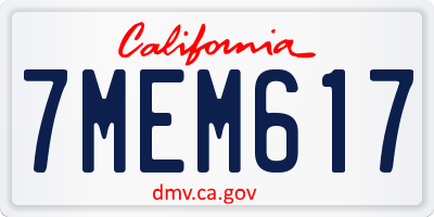 CA license plate 7MEM617