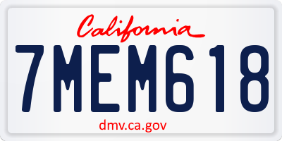 CA license plate 7MEM618