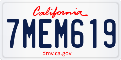 CA license plate 7MEM619