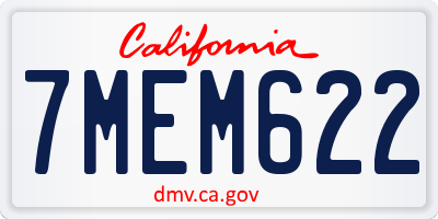 CA license plate 7MEM622