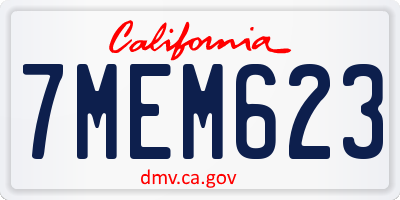 CA license plate 7MEM623