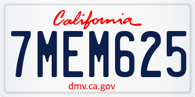 CA license plate 7MEM625