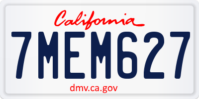 CA license plate 7MEM627