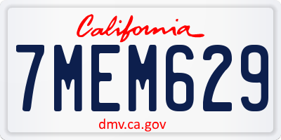 CA license plate 7MEM629