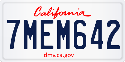 CA license plate 7MEM642
