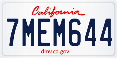 CA license plate 7MEM644