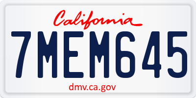 CA license plate 7MEM645
