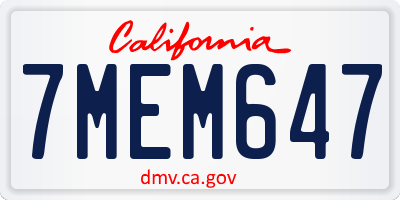 CA license plate 7MEM647
