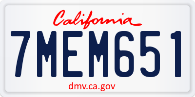 CA license plate 7MEM651