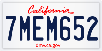 CA license plate 7MEM652