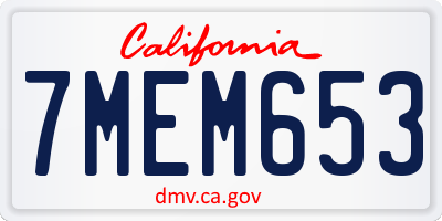 CA license plate 7MEM653