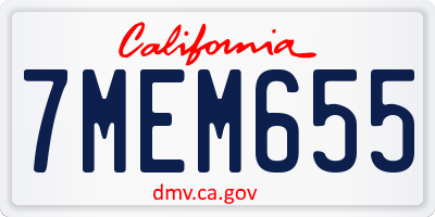 CA license plate 7MEM655