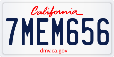 CA license plate 7MEM656