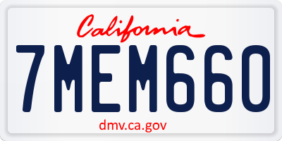 CA license plate 7MEM660