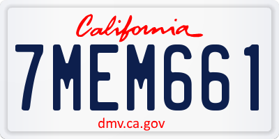CA license plate 7MEM661