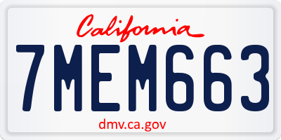 CA license plate 7MEM663