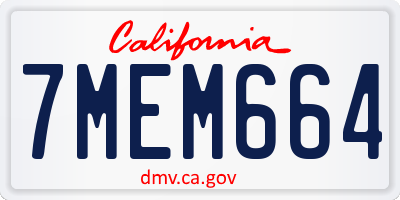 CA license plate 7MEM664