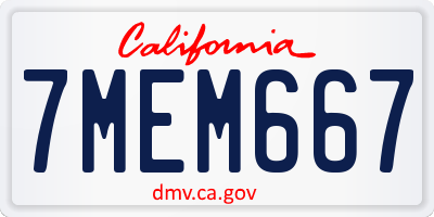 CA license plate 7MEM667