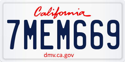CA license plate 7MEM669