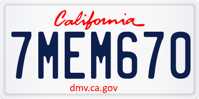 CA license plate 7MEM670