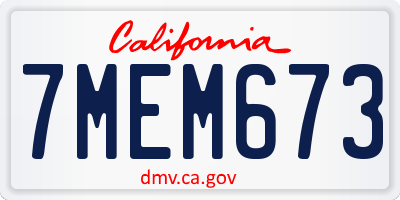 CA license plate 7MEM673