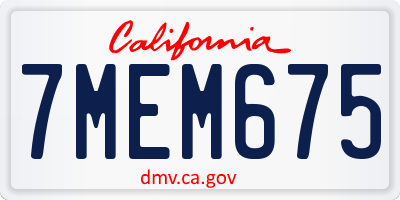 CA license plate 7MEM675