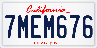 CA license plate 7MEM676