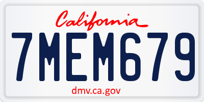 CA license plate 7MEM679