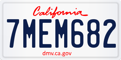 CA license plate 7MEM682