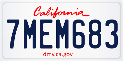 CA license plate 7MEM683