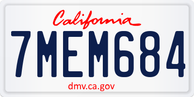 CA license plate 7MEM684