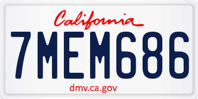 CA license plate 7MEM686