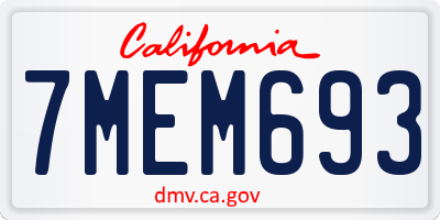 CA license plate 7MEM693
