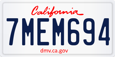 CA license plate 7MEM694