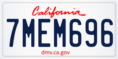 CA license plate 7MEM696