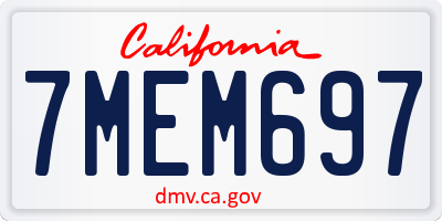 CA license plate 7MEM697
