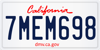 CA license plate 7MEM698