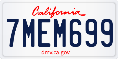 CA license plate 7MEM699