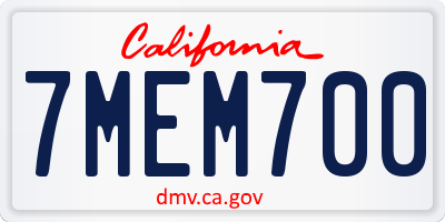 CA license plate 7MEM700