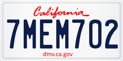 CA license plate 7MEM702